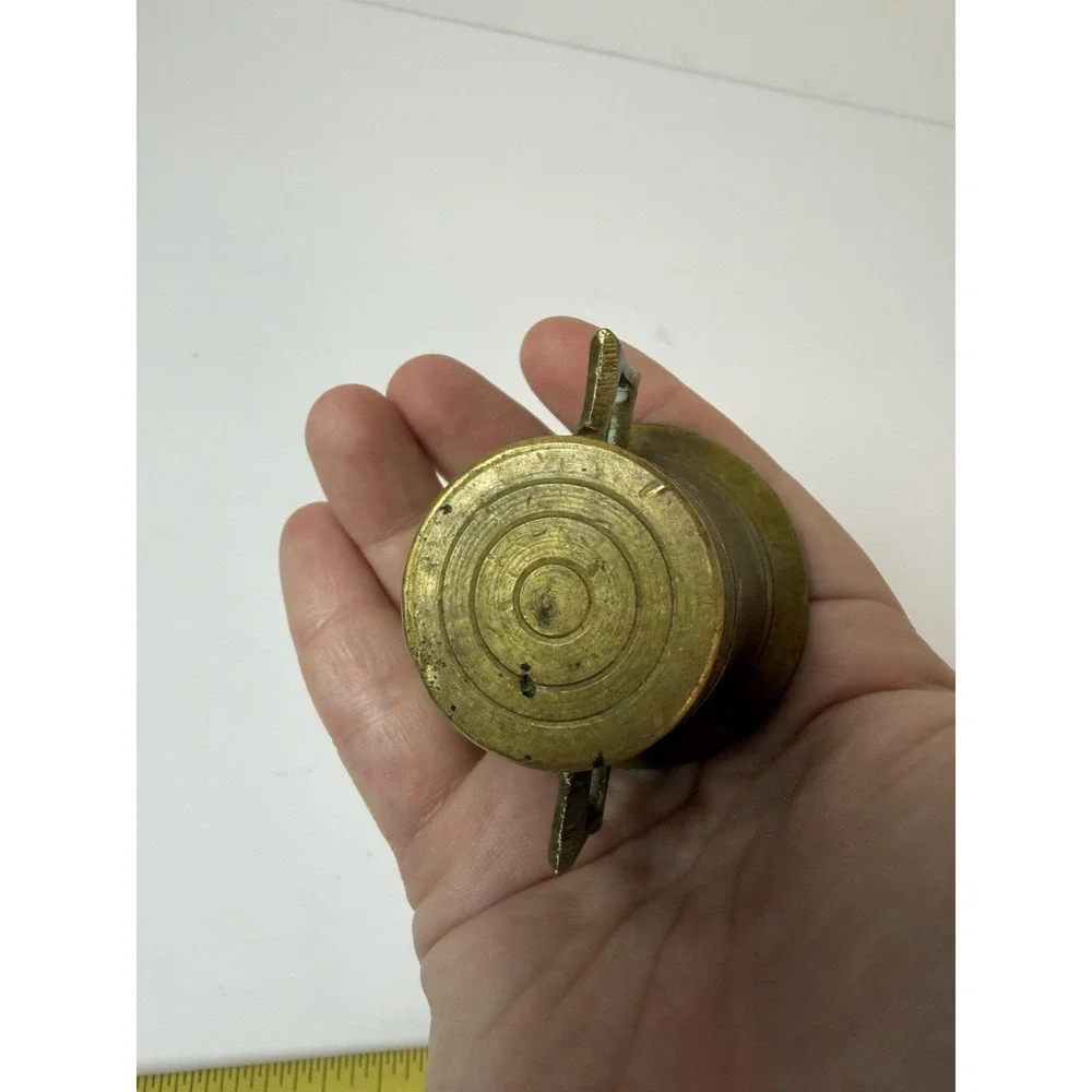 Brass Mortar & Pestle Small Handled Pharmacy Apothecary Vintage Decor‎